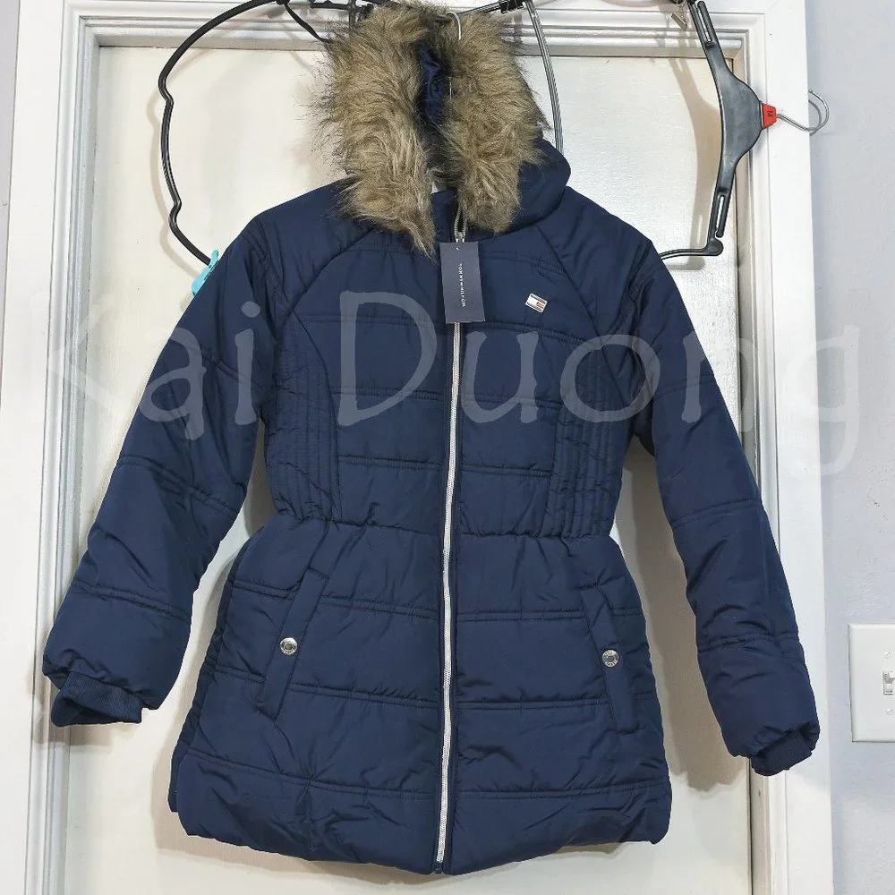Tommy Hilfiger Girls Fleece‎ Lined Puffer Jacket NAVY